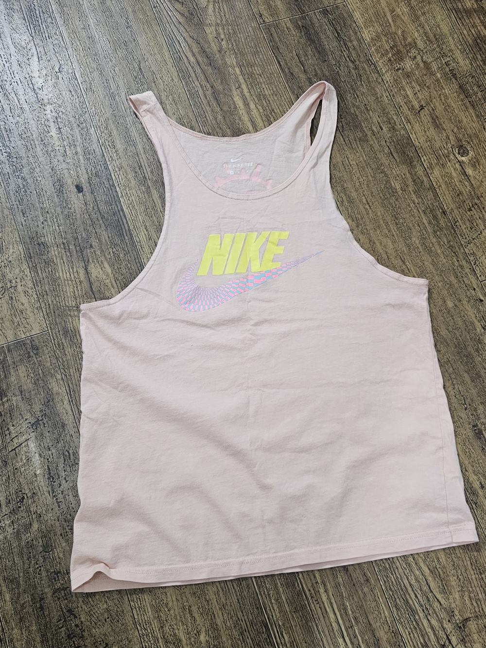 Nike Pink Racerback Tank with Neon Logo Sz M Activewear